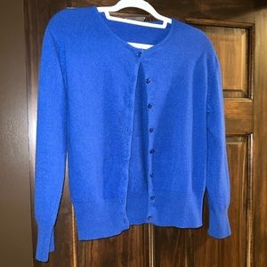 vintage cropped 100% cashmere blue cardigan